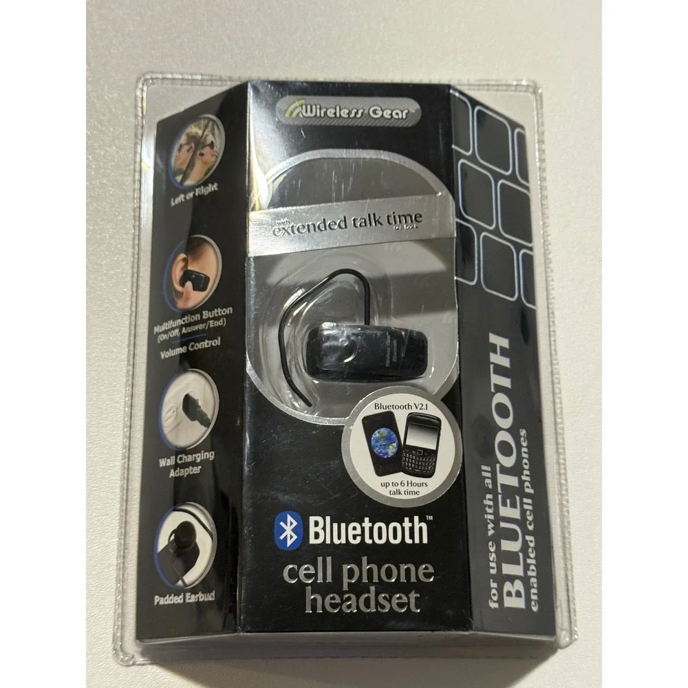 Wireless Gear Bluetooth Cell Phone Headset Black 4PR909 New